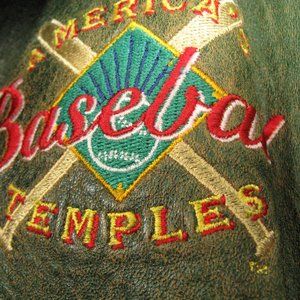 American Temples Leather Baseball Jacket~~Men's Leather Jacket